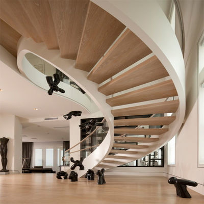 Крытая современная изогнутая изогнутая лестницей система дуги лестницы металла широкая
